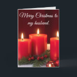 Cartão de Natal para Velas Românticas<br><div class="desc">Este cartão é para aquele homem especial que você chama de seu marido. Derreter o coração dele com este símbolo caloroso e romântico de natal do amor excelente que você compartilha. Esta imagem foi gerada em Leonardo.ai,  e então eu fiz algumas modificações nela para melhorar a atmosfera romântica.</div>