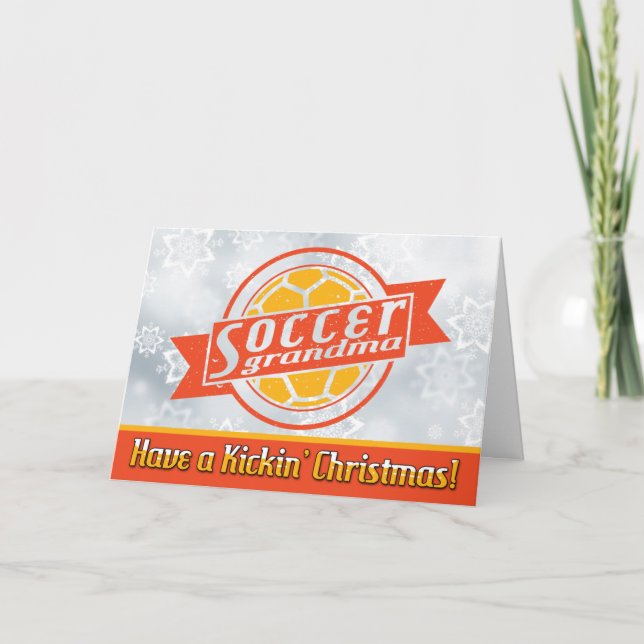 Cartão de Natal para vovó de futebol personalizáve (Frente)
