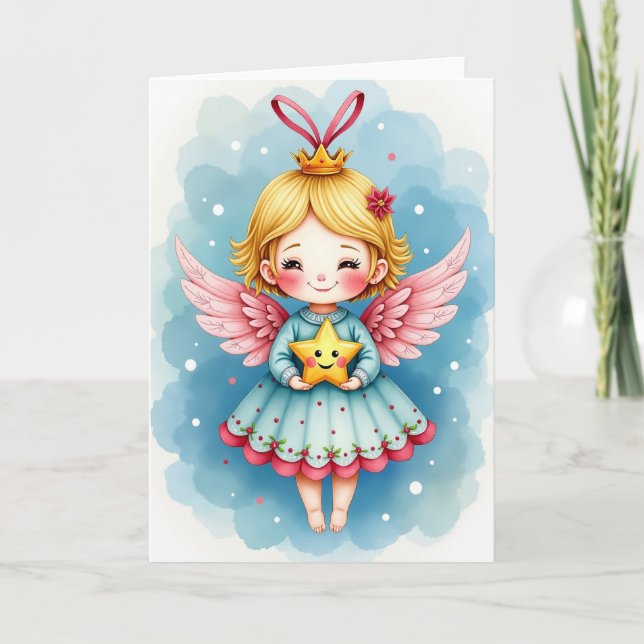 Cartão de Natal Pastel Angel (Frente)