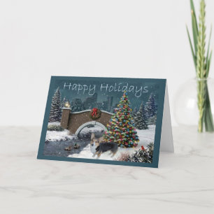 Cartão de Natal Pembroke Welsh Corgi, noite