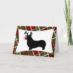 Cartão de Natal Pembroke Welsh Corgi Reindeer