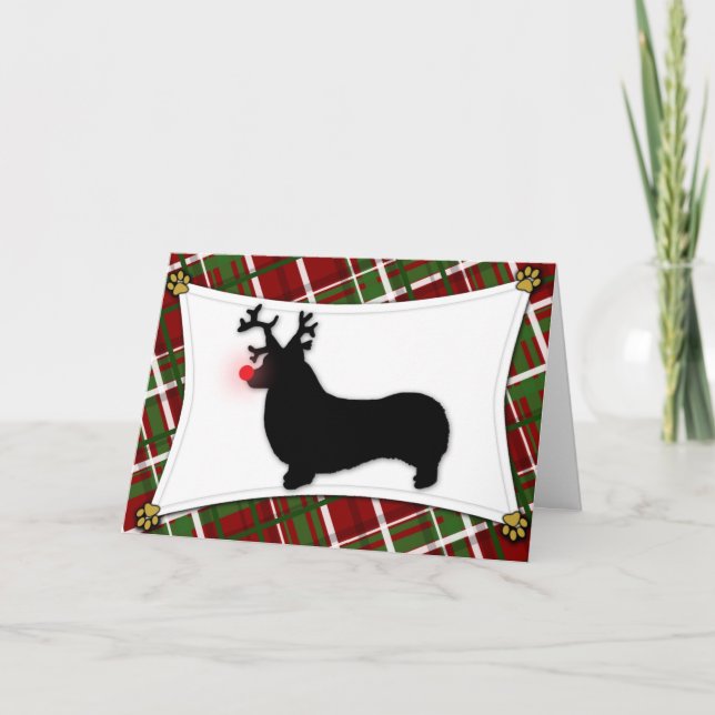 Cartão de Natal Pembroke Welsh Corgi Reindeer (Frente)