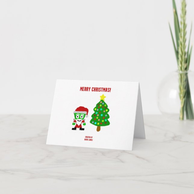 Cartão de Natal Pequeno FrankenCheese (Frente)