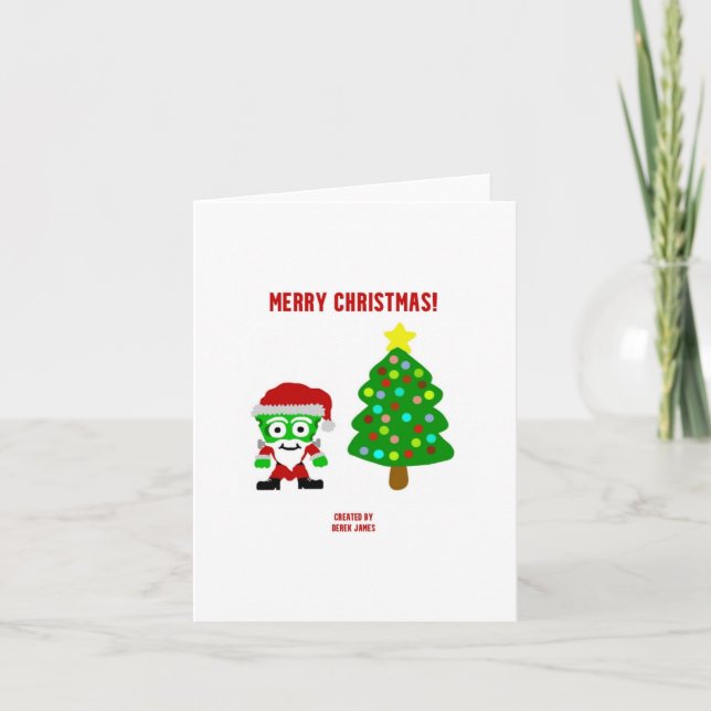 Cartão de Natal Pequeno FrankenCheese Cumprimentos (Frente)