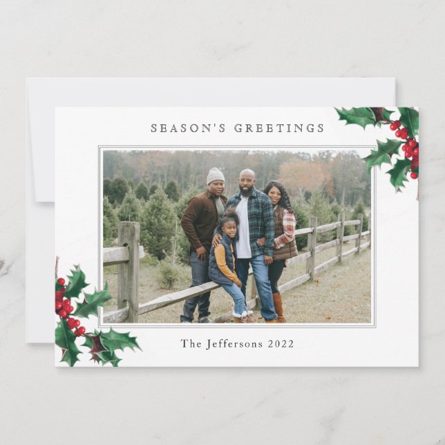 Cartão de Natal Personalizado Branco para Saudaçõe (Frente)