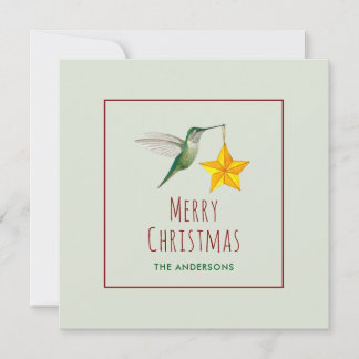Cartão de Natal Personalizado com Beija-flor e Est