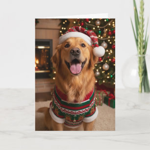Cartão de Natal Personalizado com Cachorro Retriev