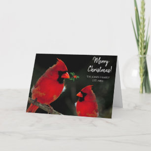 Cartão de Natal Personalizado com Dois Cardinals