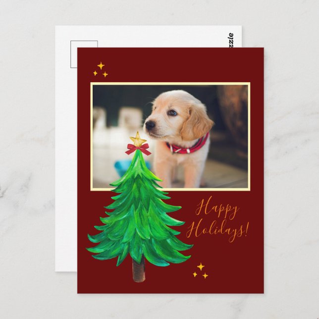cartão de NATAL personalizado com FOTO de cachorro (Frente/Verso)