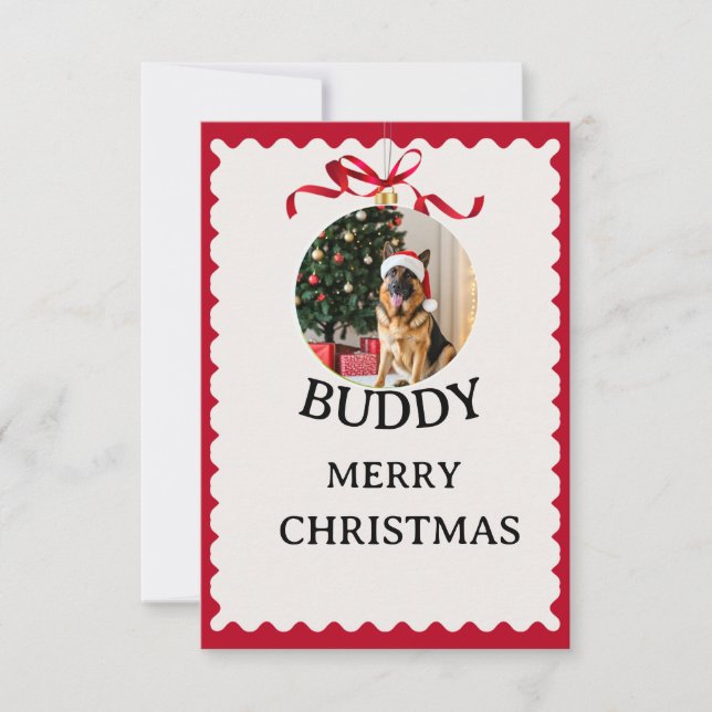 Cartão de Natal Personalizado com Foto do Cachorro (Frente)