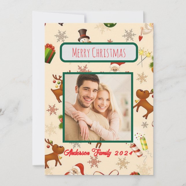 Cartão de Natal Personalizado da Família de Fotogr (Frente)