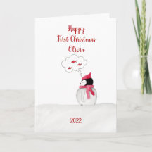 Cartão de Natal Personalizado da Peggy Penguin par