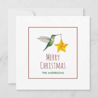 Cartão de Natal personalizado de Beija-flor e Estr