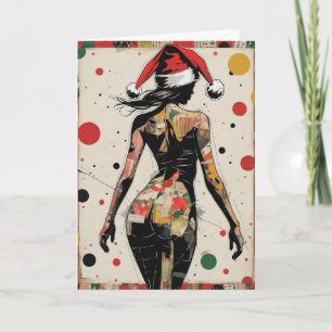 Cartão de Natal Personalizado de Mulher em Arte Po