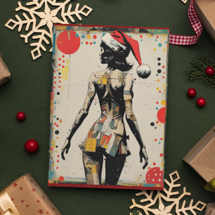 Cartão de Natal Personalizado de Mulher em Arte Po