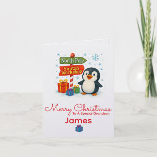 Cartão de Natal Personalizado de Pinguim