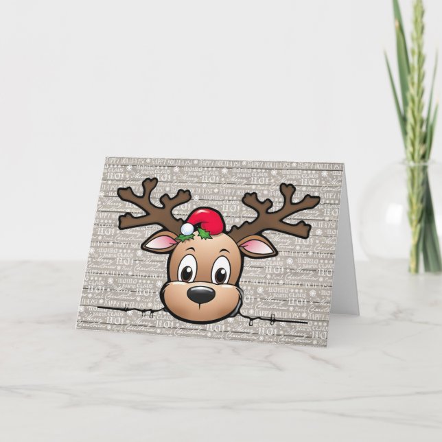 Cartão de Natal Personalizado de Veado de Natal  (Frente)