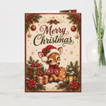 Cartão de Natal Personalizado do Papai Noel Cervo