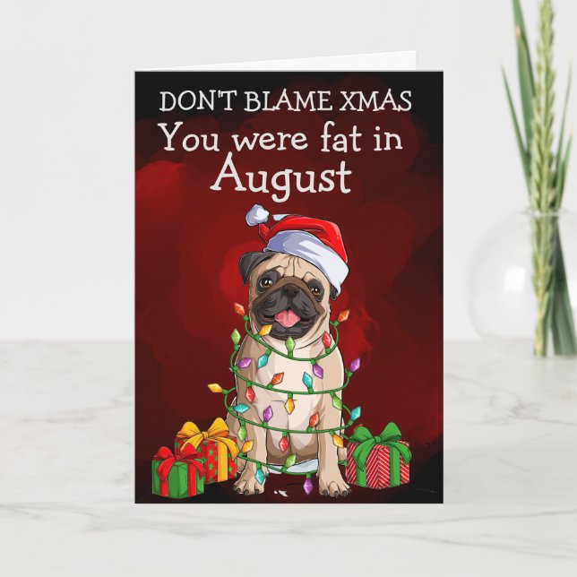 Cartão de Natal Personalizado do seu Pug (Frente)
