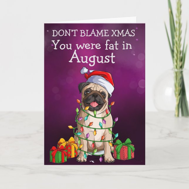 Cartão de Natal Personalizado do seu Pug (Frente)