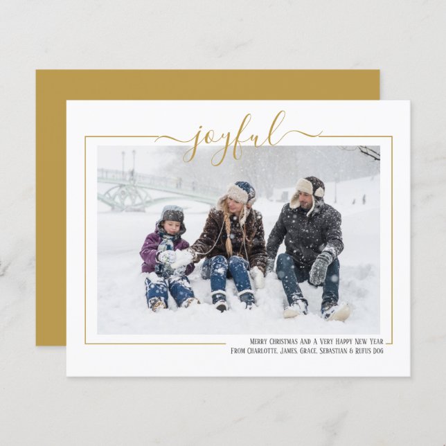 Cartão de Natal Personalizado - Foto Joyful - BUDG (Frente/Verso)