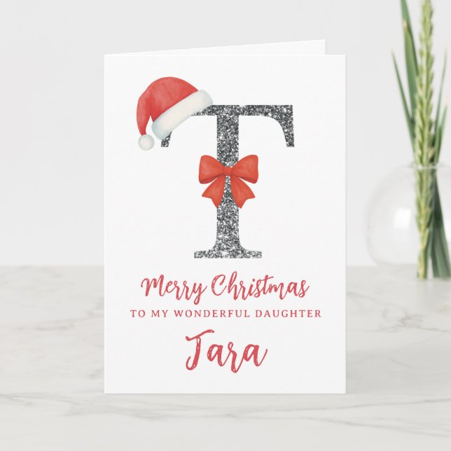 Cartão de Natal Personalizado - Letra T (Frente)