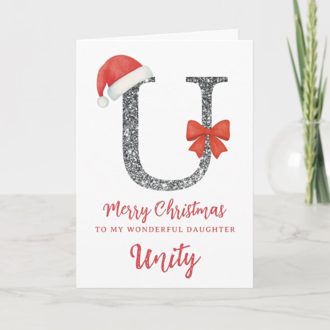 Cartão de Natal Personalizado - Letra U (Frente)