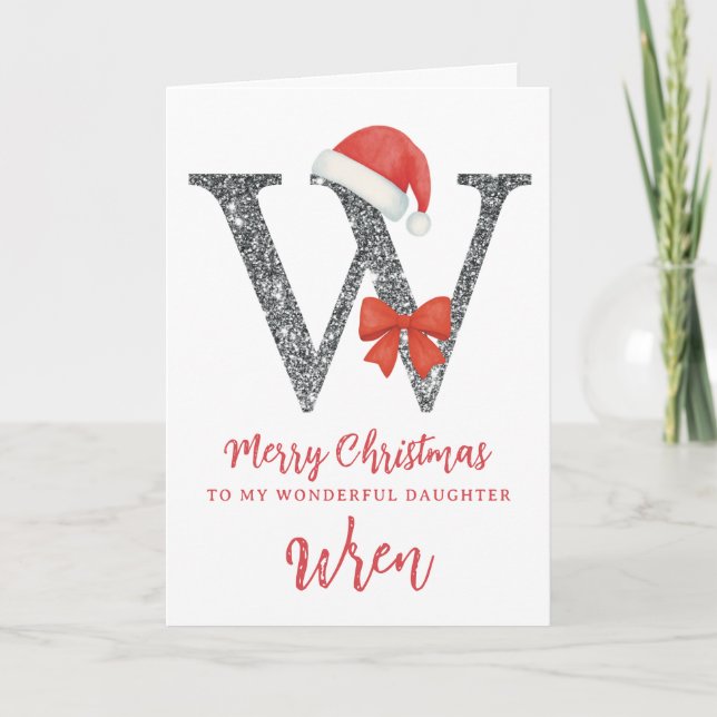 Cartão de Natal Personalizado - Letra W (Frente)