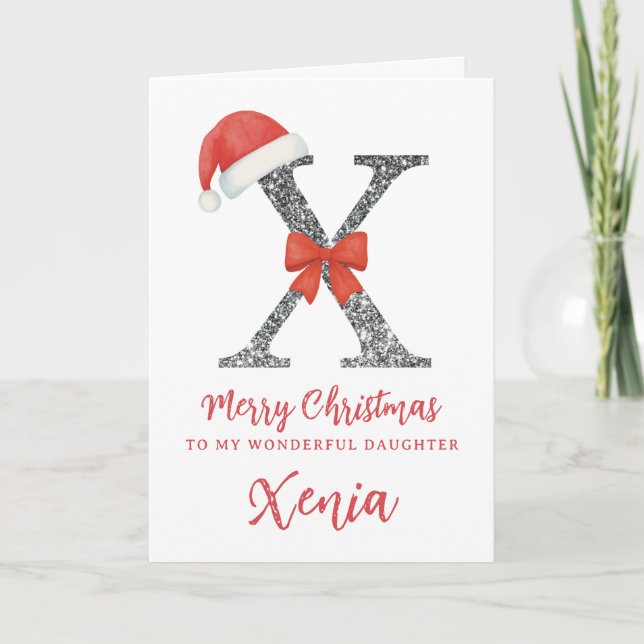 Cartão de Natal Personalizado - Letra X (Frente)