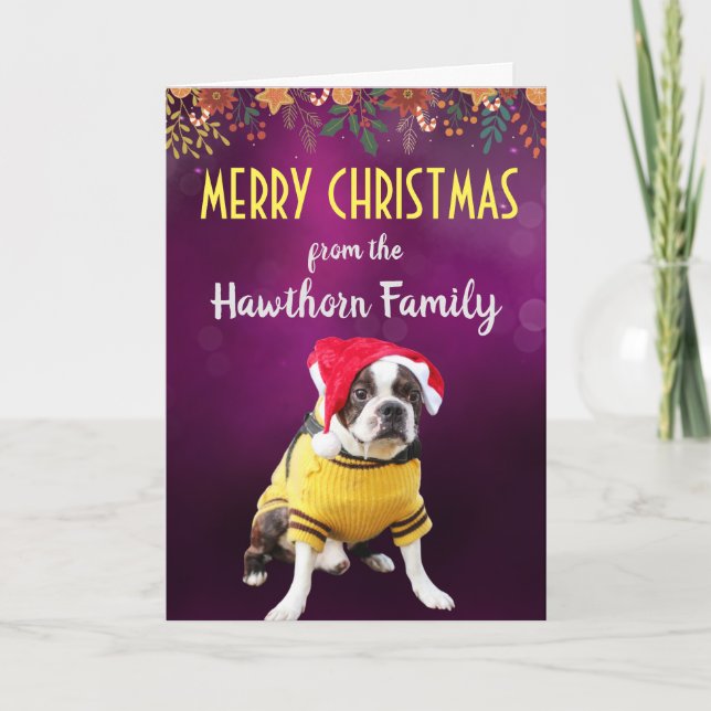 Cartão de Natal personalizado para cães da sua fam (Frente)