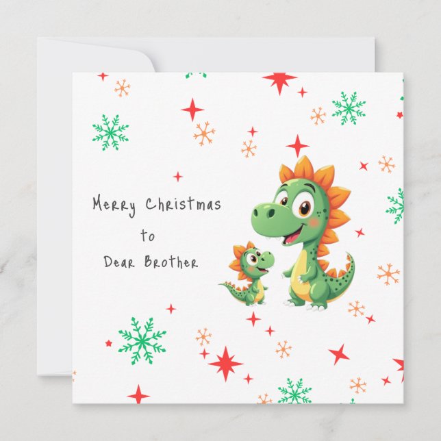 Cartão de Natal personalizado para os irmãos dinos (Frente)