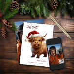 Cartão de Natal Personalizado para Vaca Highland P<br><div class="desc">Este ano, por que não enviar uma saudação de Natal personalizada e alegre da nossa Vaca da Terra Alta! Nosso pequeno boi pontiagudo adiciona um toque extra de capricho e miragem, e sua foto de família no verso se tornará uma lembrança carinhosa. Certifique-se de verificar nossas outras coleções de Vaca...</div>