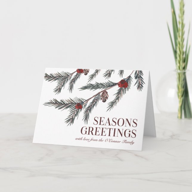 Cartão de Natal Personalizado Tradicional Vermelho (Frente)