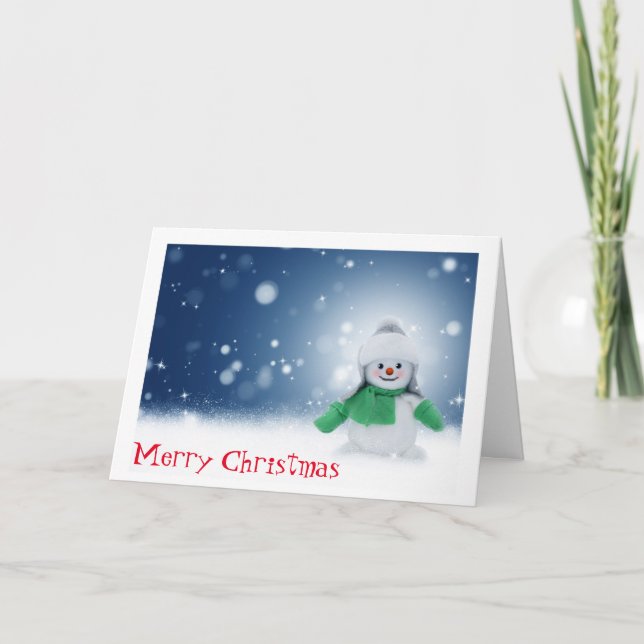 Cartão de Natal Personalizado Vintage Snowman (Frente)