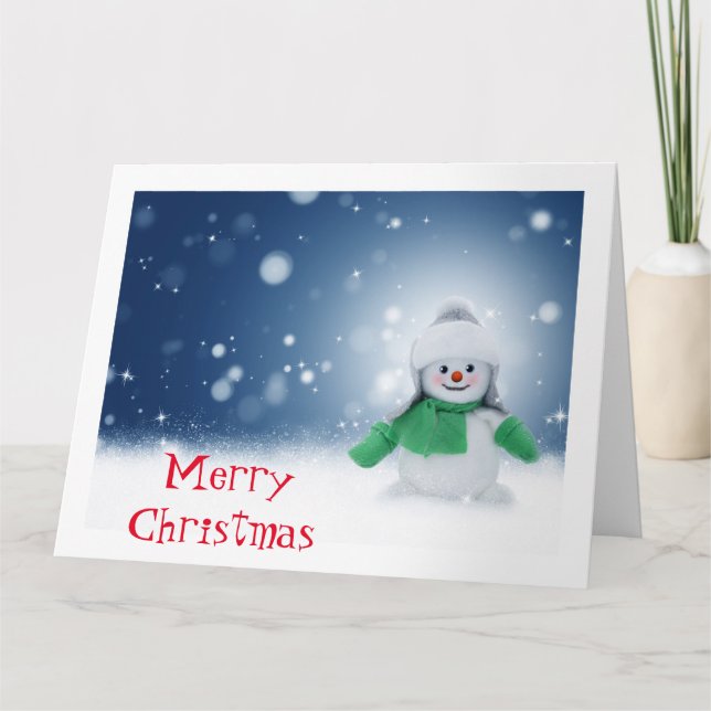 Cartão de Natal Personalizado Vintage Snowman (Frente)