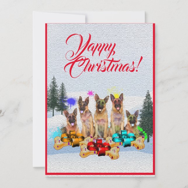 Cartão de Natal personalizável para cães German sh (Frente)
