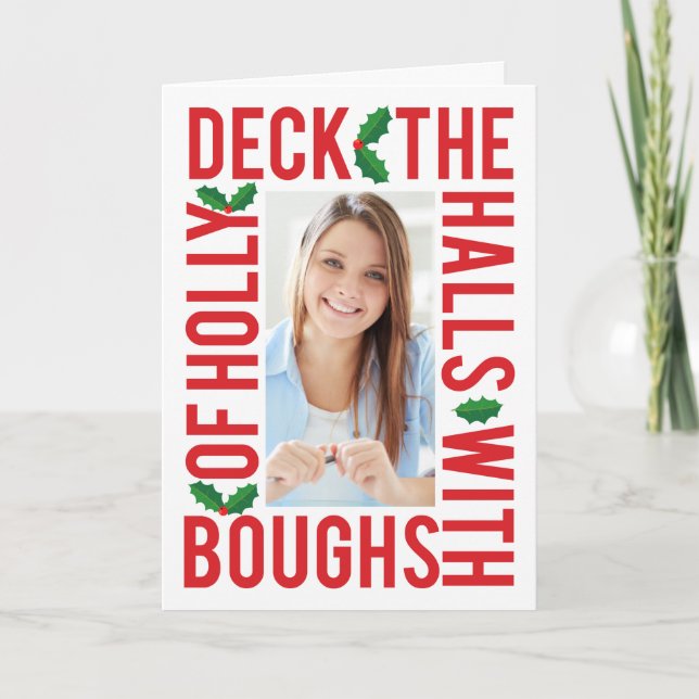 Cartão de Natal Personalizável para Deck the Halls (Frente)