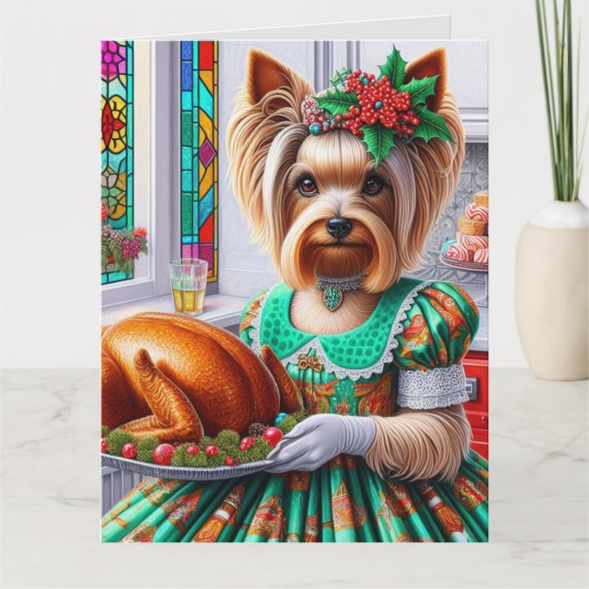 Cartão de Natal Personalizável, Silky Terrier (Frente)