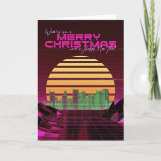 Cartão de Natal Pink Synthwave