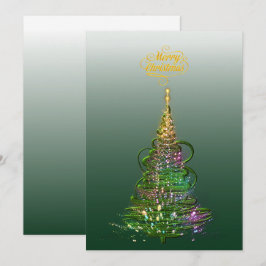 Cartão de Natal plano Árvore de Natal Luminosa Ver