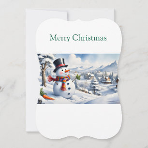 Cartão de Natal Plano Feliz Natal Boneco de Neve