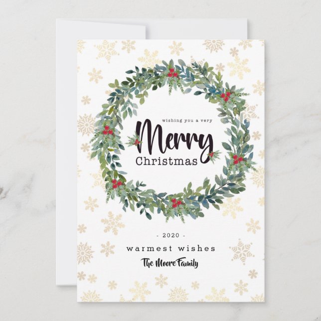 Cartão de Natal Plano ouro Snowflake (Frente)