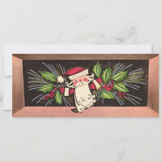 Cartão de Natal plano para Papais noeis de 1960 (Frente)