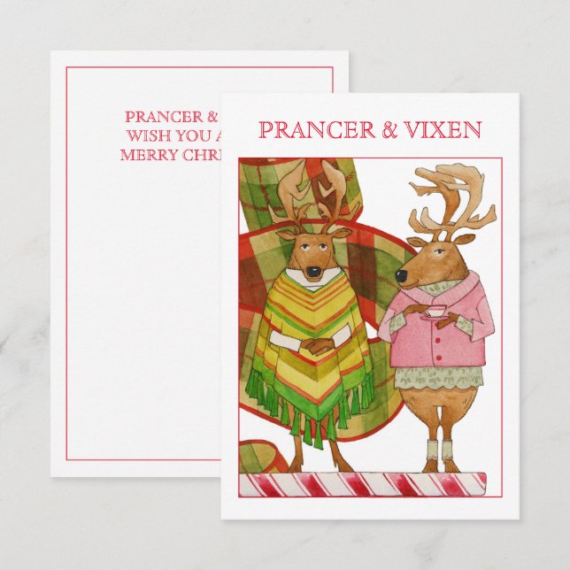 Cartão de Natal Plano PRANCER VIXEN 3.5x5 (Frente/Verso)