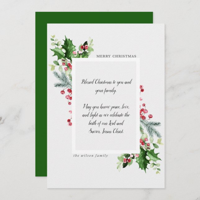 Cartão de Natal Plano Religioso (Frente/Verso)