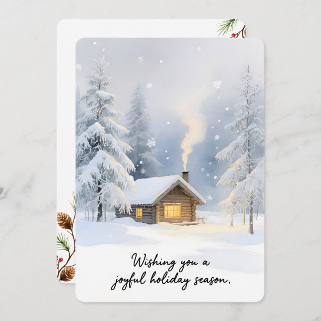 Cartão de Natal Plano Vintage Personalizável (Frente/Verso)