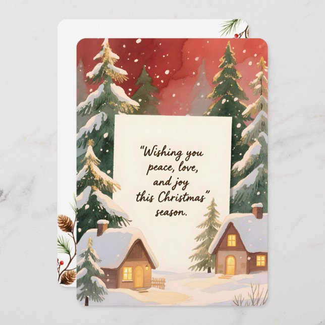 Cartão de Natal Plano Vintage Personalizável (Frente/Verso)