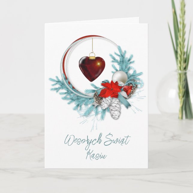 Cartão de Natal Polonês Personalizado (Frente)