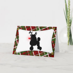 Cartão de Natal Poodle Reindeer