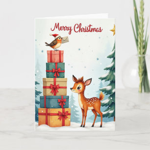 Cartão de Natal Presentes Nevados